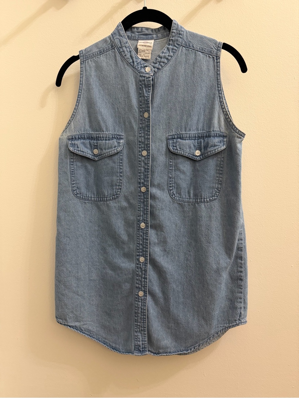 90s Denim Sleeveless Button-Up Shirt
